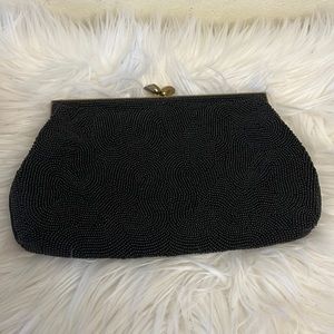 Schildkraut Black Beaded Hand Made Purse Bag Wristlet